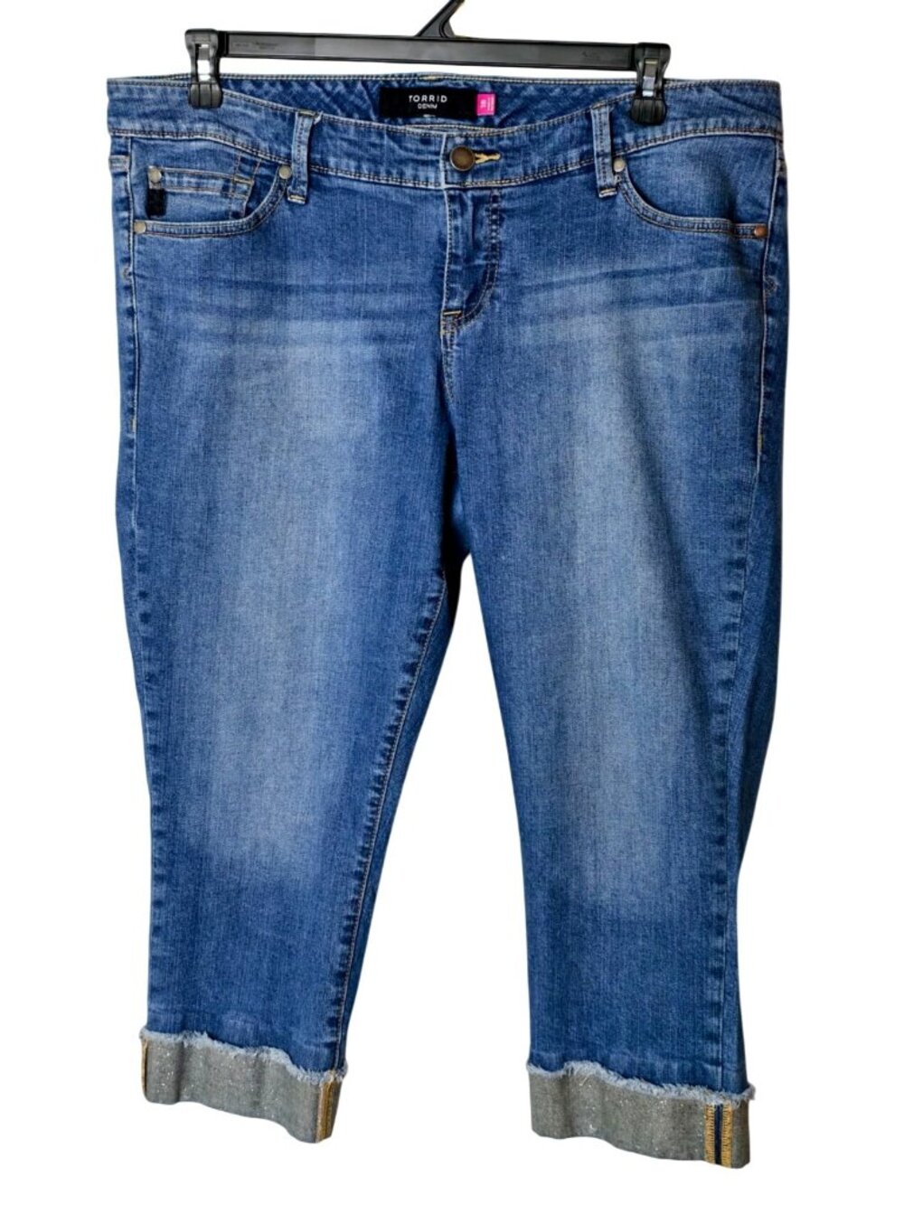 torrid Blue Rolled Cuff Denim Capris